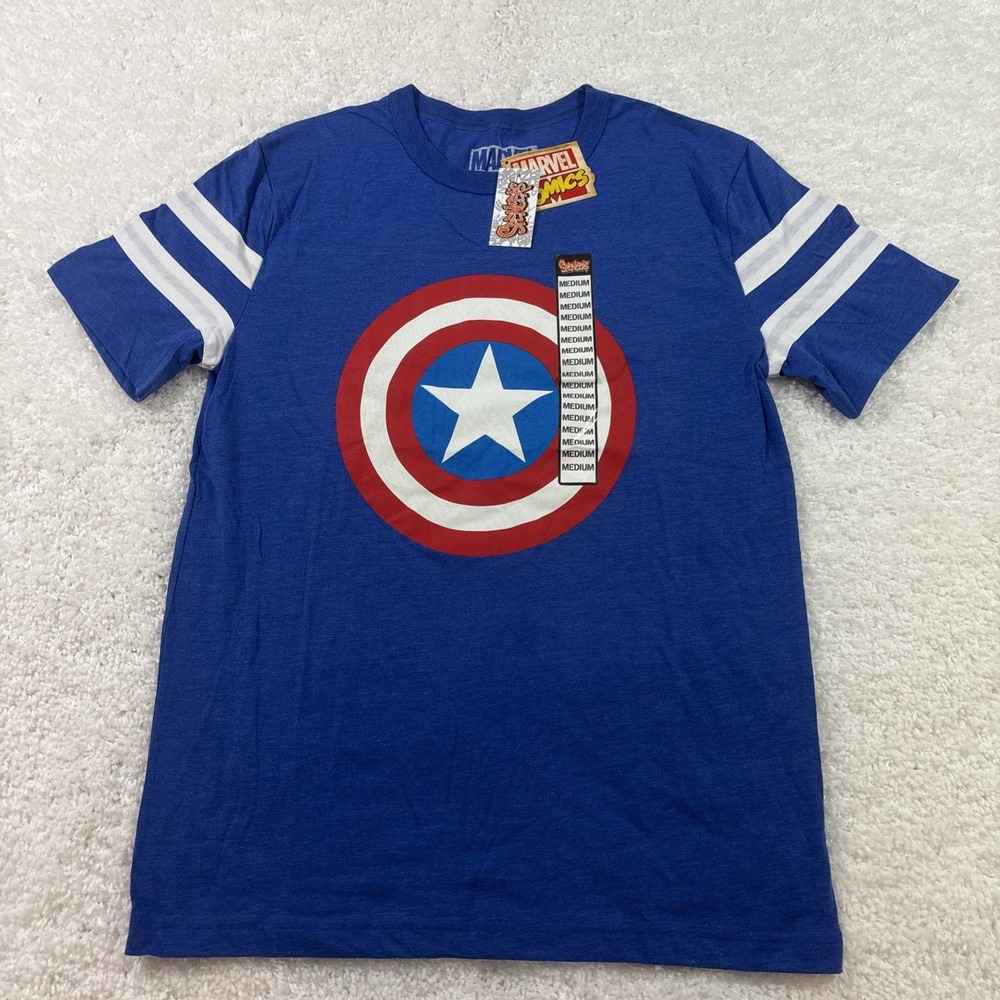 Marvel Captain America Sheild Men's T Shirt Blue